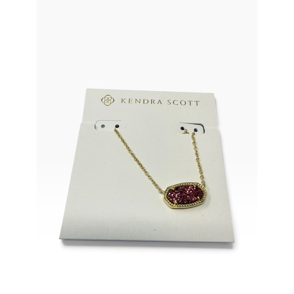 Kendra Scott Elisa Pendant Necklace for Women, 14k Gold-Plated, Raspberry Drusy